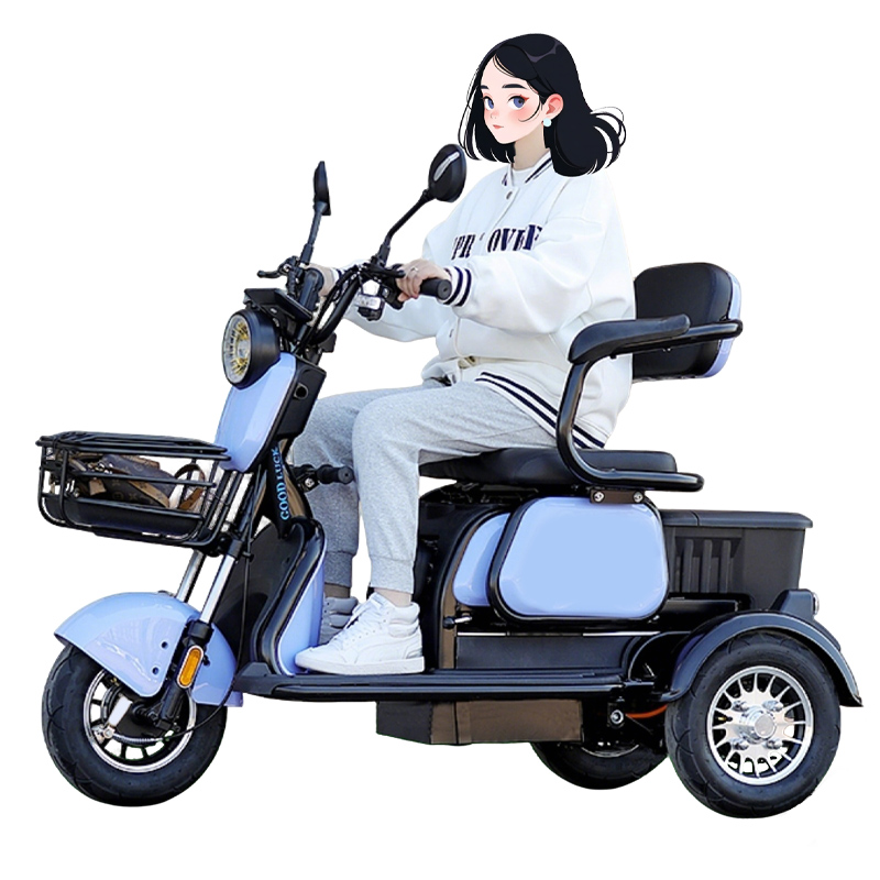 دراجة ثلاثية العجلات كهربائية XK | دراجة كهربائية ثلاثية العجلات Family Commuter مع مقعد أطفال قابل للطي